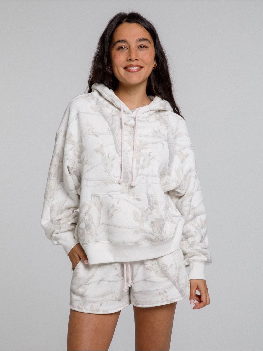 Dairy Boy Cream Botanical Camo Print Hoodie Pullover Large Oversized Cozy Chic